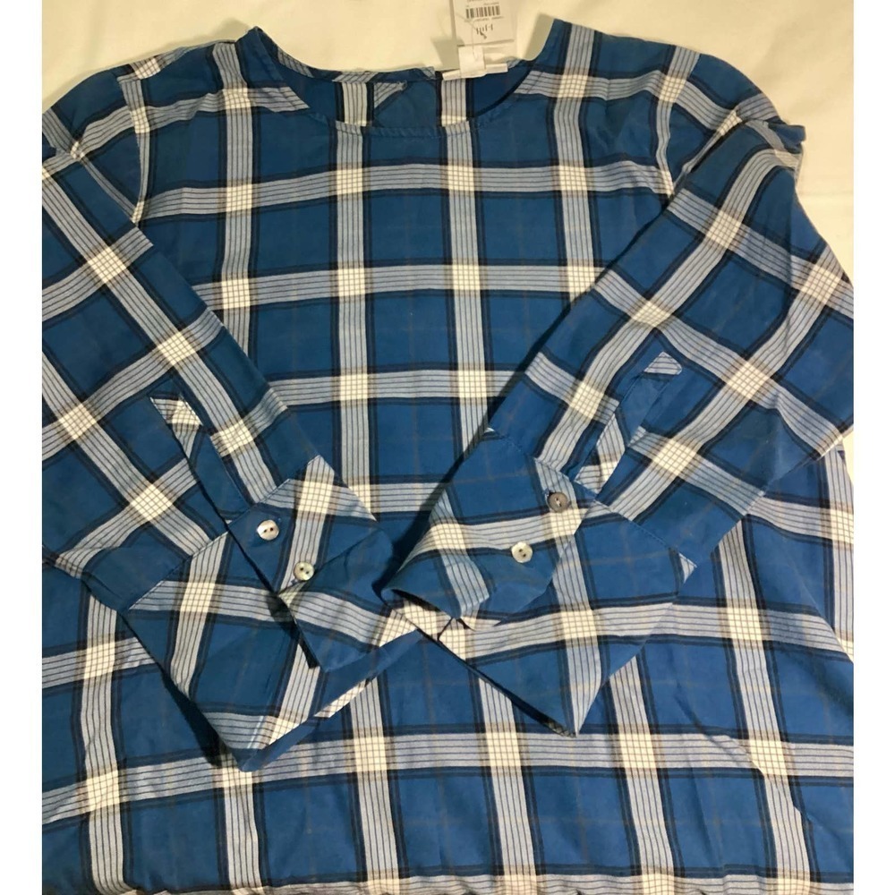 J. jill plaid‎ high low side slit blouse 3/4 sleeves